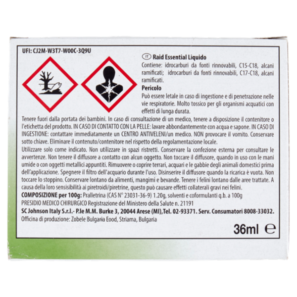 Raid Essentials Liquido Base 60 notti 36 ml