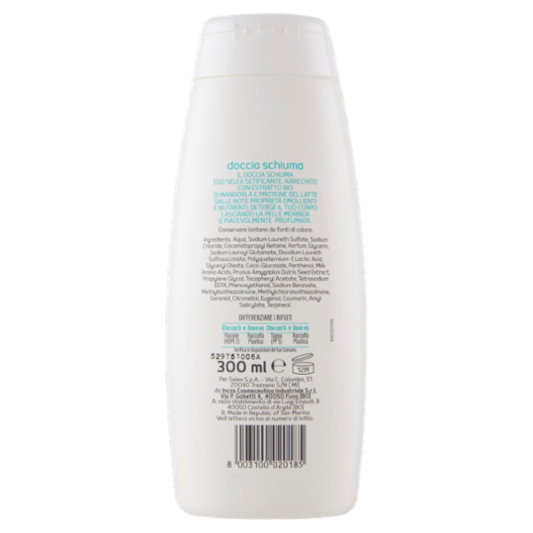 Selex Ego Doccia Schiuma Setificante Mandorla e Proteine del Latte 300 ml