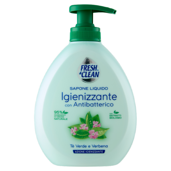 Fresh & Clean Sapone Liquido Igienizzante con Antibatterico Tè Verde e Verbena 300 ml