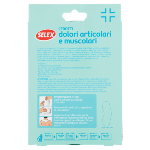 Selex Cerotti per Dolori Articolari e Muscolari 8x21,5 cm 4 pezzi