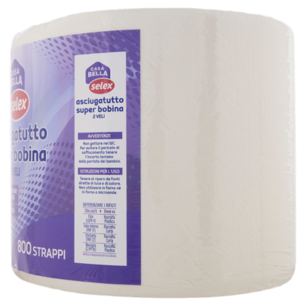 Selex Casa Bella Asciugatutto 2 Veli Super Bobina 800 Strappi