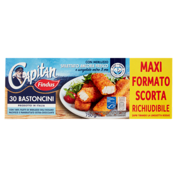 Capitan Findus 30 Bastoncini con 100% Filetti di Merluzzo 750 g