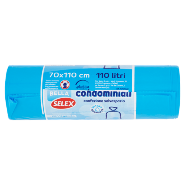 Selex Casa Bella Sacchi Condominiali Blu con Legaccio Cm 70X110 10 pezzi