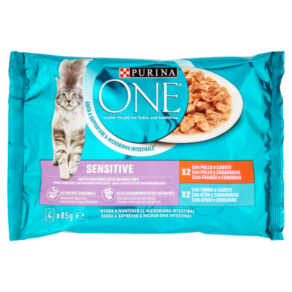 PURINA ONE Single Serve - Sensitive - Pollo e Tonno - 4x85g