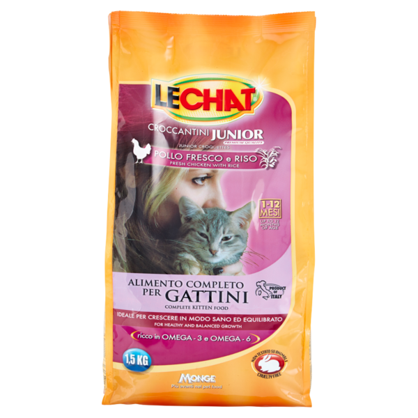 LeChat Croccantini Junior Pollo Fresco e Riso 1-12 mesi 1,5 kg