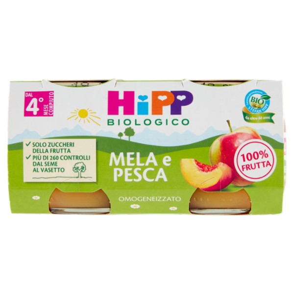 HiPP Biologico Mela e Pesca Omogeneizzato 2 x 80 g