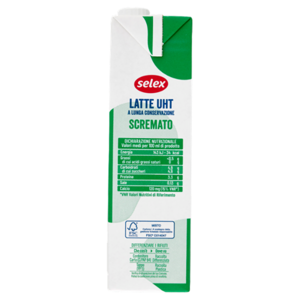 Selex Latte Uht Scremato 1 L