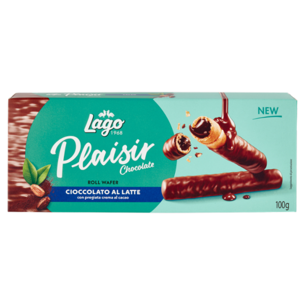 Lago Plaisir Chocolate Roll Wafer Cioccolato al Latte con pregiata crema al cacao 100 g