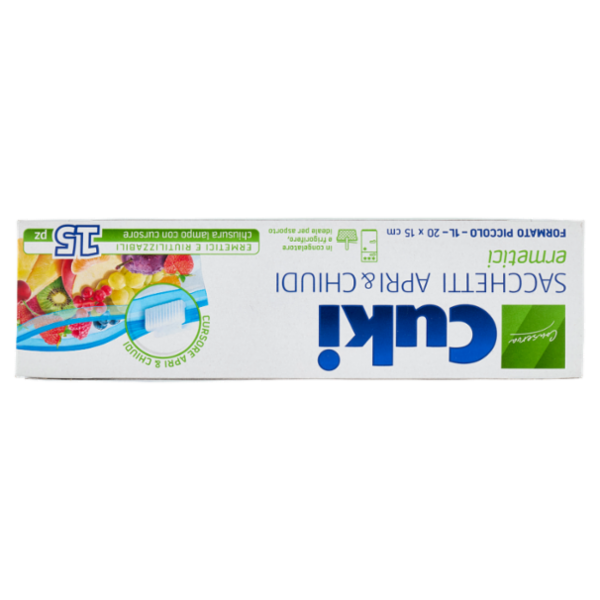 Cuki Conserva Sacchetti Apri & Chiudi ermetici piccoli - 1L - 20 x 15 cm 15 pz