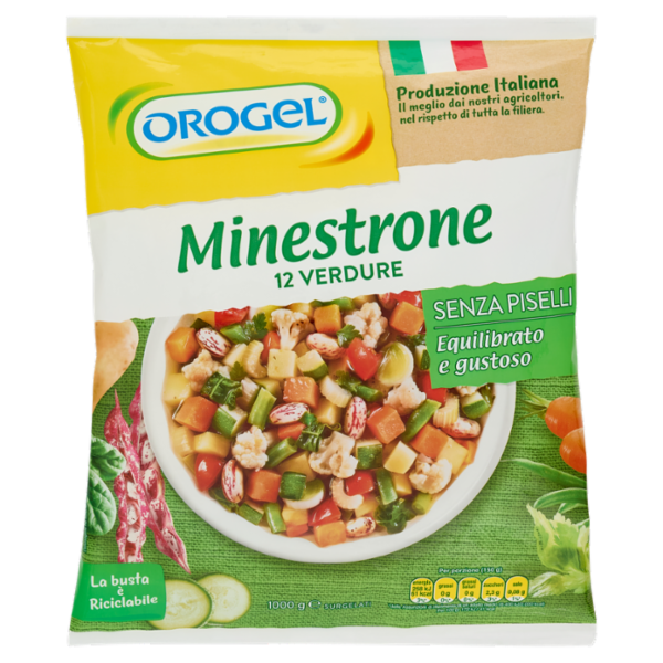 Orogel Minestrone 12 Verdure Senza Piselli Surgelati 1000 g