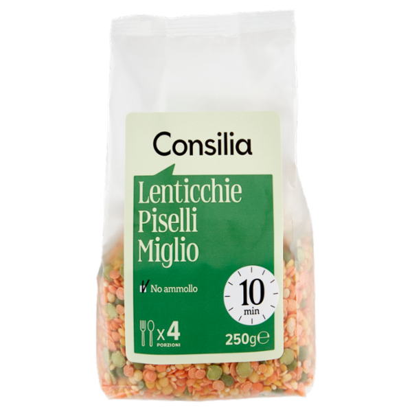 Consilia Cereali e Legumi Secchi Misto Lenticchie, Piselli e Miglio 250 g