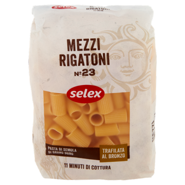 Selex Pasta di Semola Trafilata al Bronzo Mezzi Rigatoni 500 g