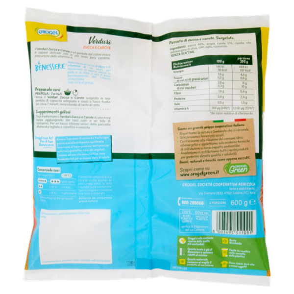 Orogel il Benessere Verdurì Zucca e Carote Surgelati 600 g