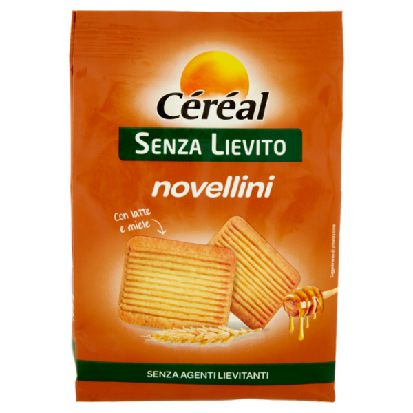 Céréal biscotti Novellini Senza Lievito, con latte e miele, frollini senza Agenti Lievitanti - 250 g