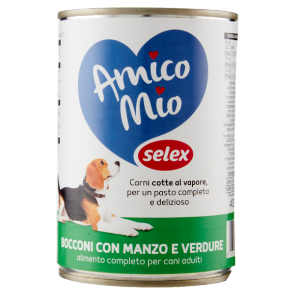 Selex Amico Mio Bocconi per Cane con Manzo e Verdure 405 g
