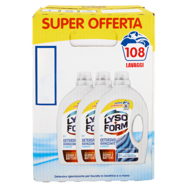 Lysoform Detersivo Igienizzante Classico 3x36=108 Lavaggi 3x1,62L