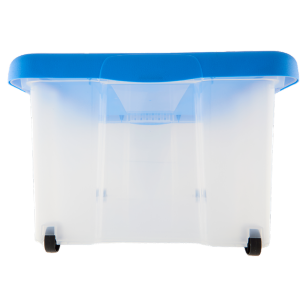 Selex Contenitore con Coperchio a Scatto con Ruote Azzurro 43 L