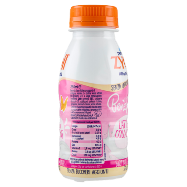 Zymil Alta Digeribilità Senza Lattosio Benefit Latte con Collagene, Biotina e Vitamina E 250 ml