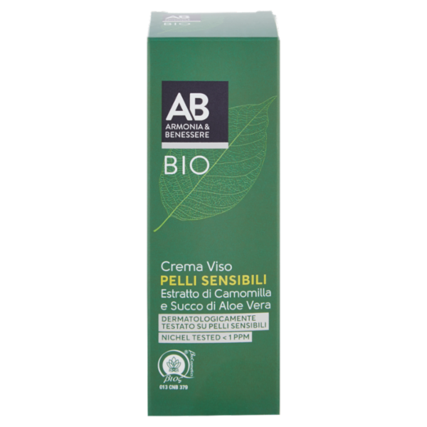 Armonia & Benessere Crema Viso per Pelli Sensibili Bio con Estratto di Camomilla e Succo Aloe 50 ml