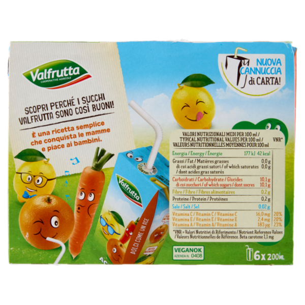 Valfrutta ACE Arancia, carota e limone 6 x 200 ml