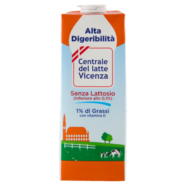 Centrale del latte Vicenza Alta Digeribilità Senza Lattosio 1% di Grassi 1000 ml