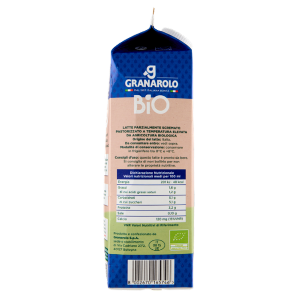 Granarolo Bio Latte Biologico Parzialmente Scremato 1 L