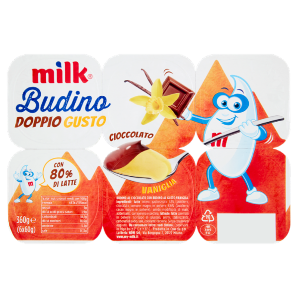 Milk Budino Doppio Gusto Cioccolato Vaniglia 6 x 60 g
