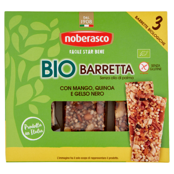 noberasco Bio Barretta con Mango, Quinoa e Gelso Nero 3 x 25 g