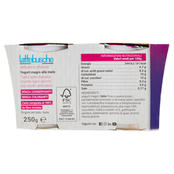 lattebusche yogurt magro Mele 2 x 125 g