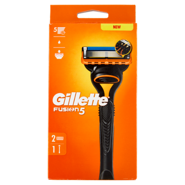 Gillette Fusion5 Rasoio da Uomo a 5 Lame, 1 Manico + 2 Lamette