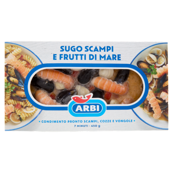 Arbi Sugo Scampi e Frutti di Mare Condimento Pronto Scampi, Cozze e Vongole 450 g