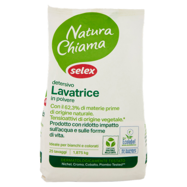 Selex Natura Chiama Detersivo per Lavatrice in Polvere Ecologico 25 misurini 1,875 kg