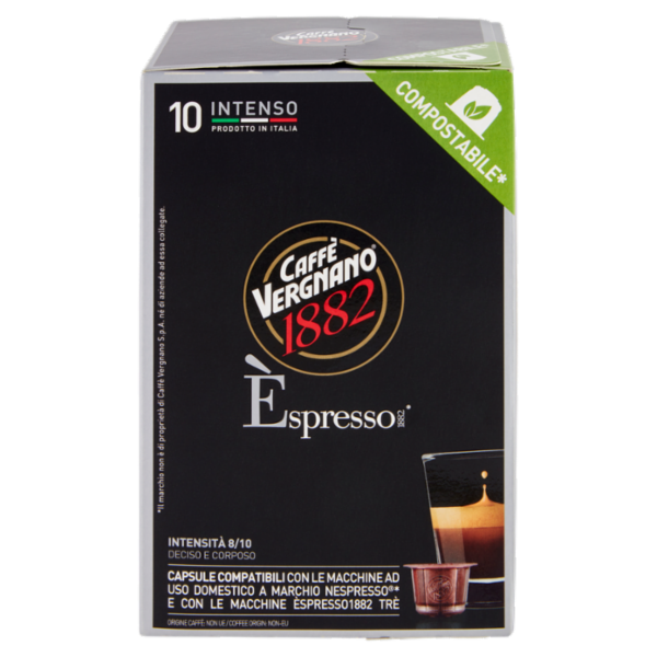 Caffè Vergnano 1882 Èspresso1882 Intenso Compostabile** Capsule Compatibili Nespresso* 10 x 5 g