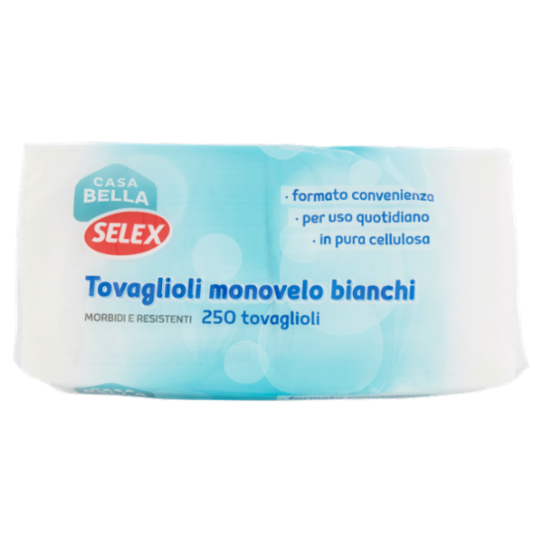 Selex Casa Bella Tovaglioli 1 Velo 33x33 cm Bianchi 250 pezzi