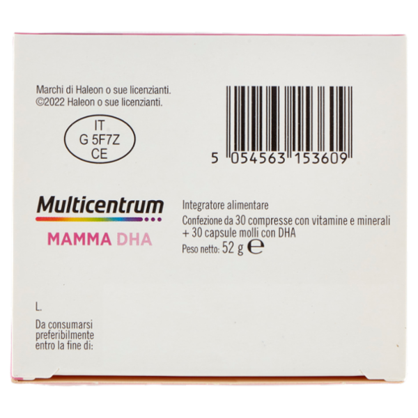Multicentrum Mamma DHA Integratore completo con Acido Folico Donne in Gravidanza 30+30 compresse 52g