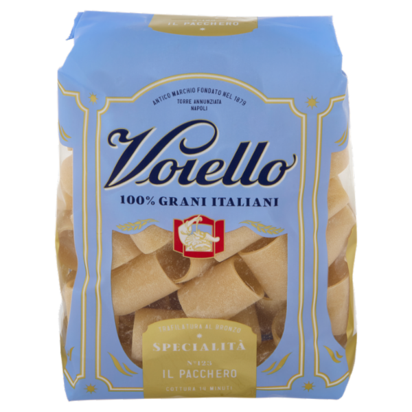 Voiello Pasta Il Pacchero N°123 Grani 100% Italiani Trafilata Bronzo 500g