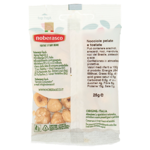 noberasco 100% Italia Nocciole Tostate Pelate 25 g
