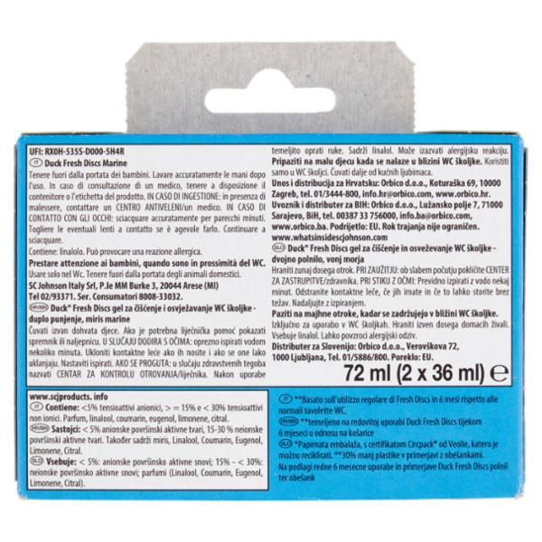 Duck Fresh Discs - Doppia Ricarica, Fragranza Marine 2 x 36ml