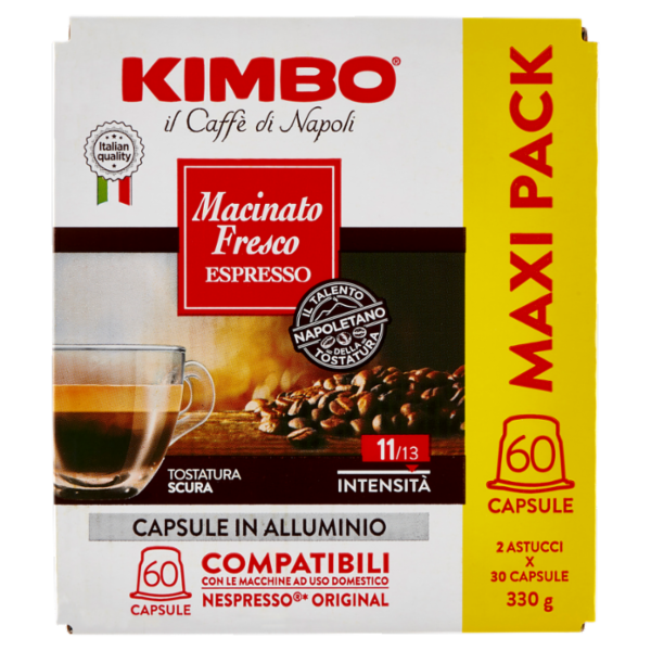 Kimbo Macinato Fresco Espresso Capsule Compatibili con le Macchine Nespresso* 2 x 165 g