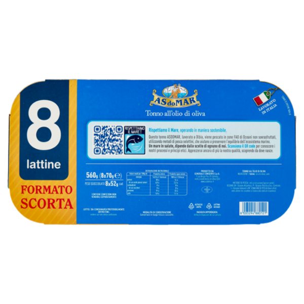 Asdomar Tonno all'olio di oliva 8 x 70 g