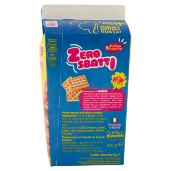 Molino Rossetto Zero Sbatti Classico Preparato per Crêpes e deliziosi Pancakes 200 g