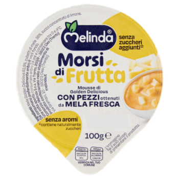 Melinda Morsi Di Frutta Mousse Di Golden Delicious Con Pezzi Ottenuti Da Mela Fresca 100 g