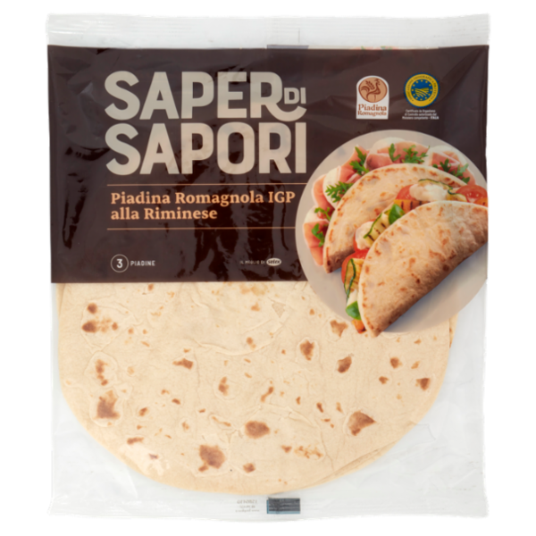 Selex Saper di Sapori Piadine Fresche Sottili Romagnole I.G.P. alla Riminese 3x120 g