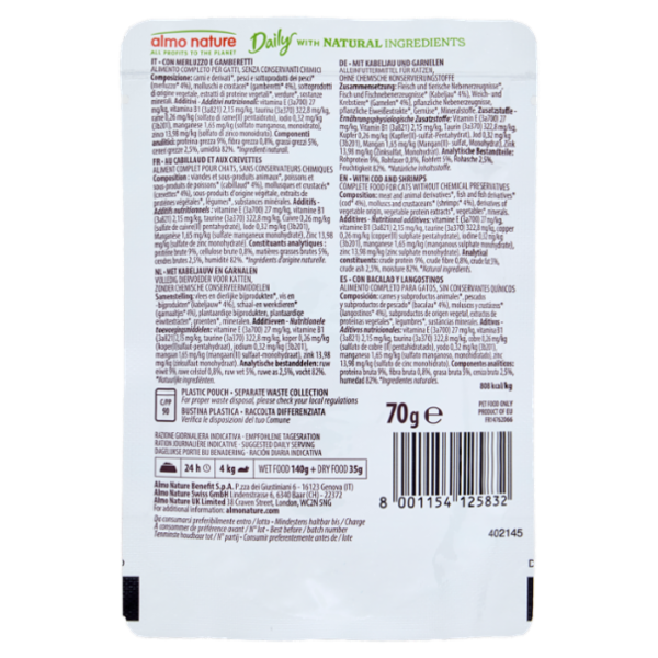 almo nature Daily Adult Cat Bocconcini con Merluzzo e Gamberetti 70 g