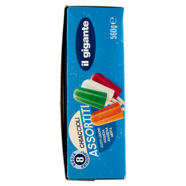 IL GIGANTE Ghiaccioli Assortiti Gusti Limone, Arancia, Amarena, Menta 8 x 70 g