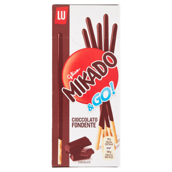 Mikado, biscotto ricoperto di cioccolato fondente formato pocket 39g