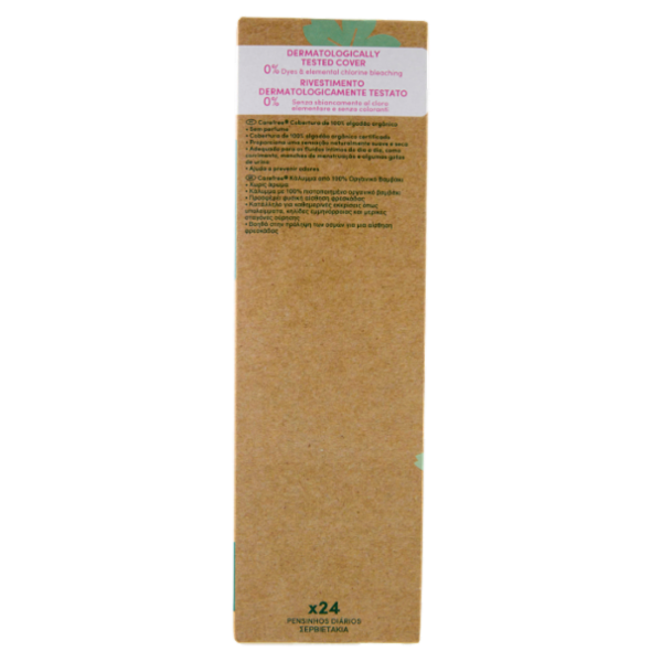 Carefree 100% Organic Cotton Topsheet Long Salvaslip 24 pz