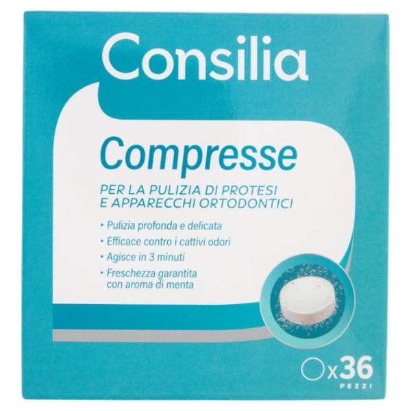 Consilia Compresse per la Pulizia di Protesi e Apparecchi Ortodontici 36 pezzi