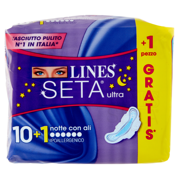 Lines Seta ultra notte lungo con ali 10+1 pz