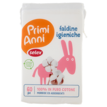 Selex Primi Anni Faldine Igieniche In Puro Cotone 60 Pezzi